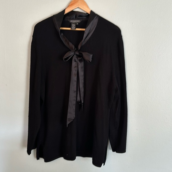 Vintage J Peterman Black Satin Tie Neck Sweater - Picture 1 of 5